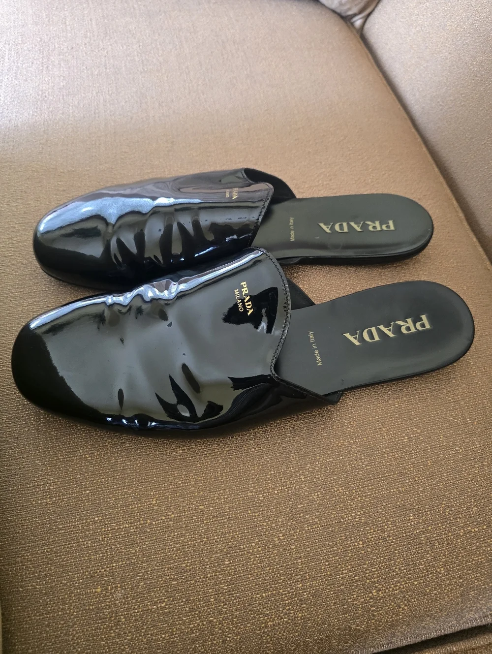 Prada Milano Black Patent Leather Mules Size 9.5 - Picture 2 of 10